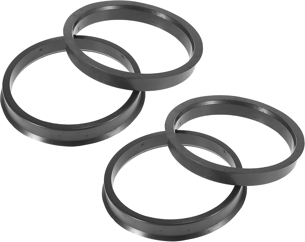 4 stuks kunststof centreerringen, afstandsringen voor universeel 65,1-72,56 mm, zwart
