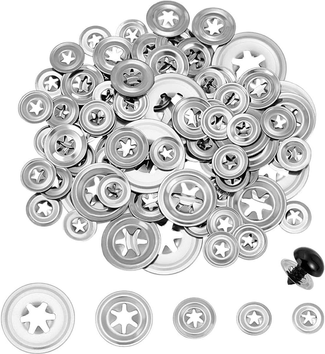 PandaHall 100 stuks 5 maten veiligheidsogen ruggen 10 ~ 23 mm 304 roestvrijstalen ringen voor veiligheid ogen neuzen ruggen metalen amigurumi oogruggen veilige ringen voor knuffeldieren gehaakte