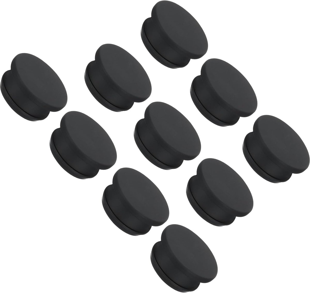 Siliconen gatstop met drukvergrendeling, 28 mm diameter, paneelafdichting voor inbouw, rond, rubberen stop voor keukenscheidingen, zwart, 10 stuks