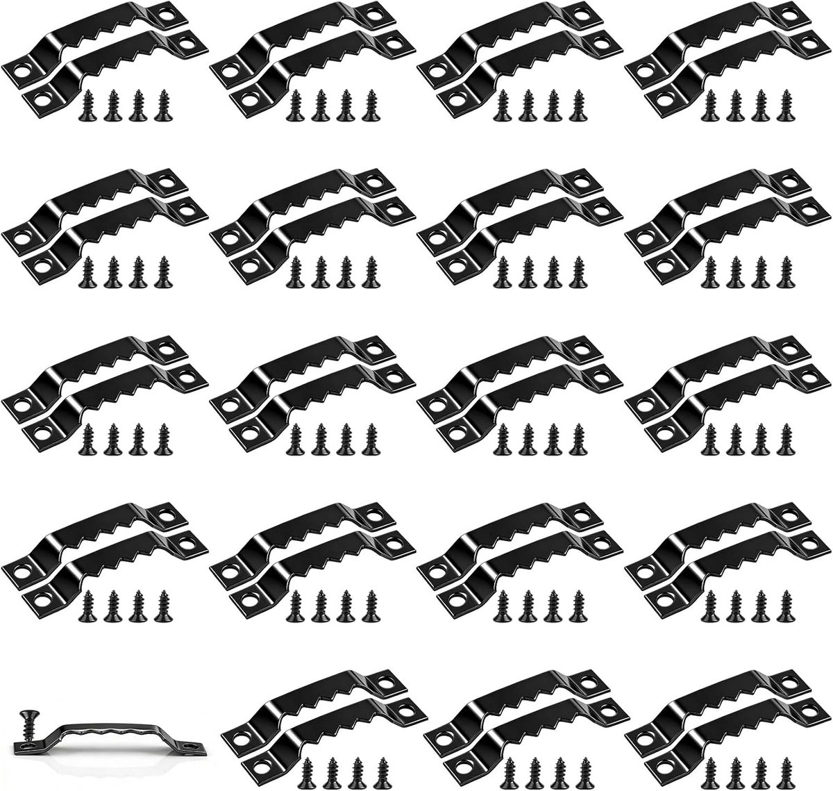 Set van 110 zaagtand fotohangers 55 mm zwarte fotolijst hangers zaagtand fotohaken canvas haken fotolijst haak met schroeven voor fotolijsten schilderijen kunstwerk wandklok woondecoratie