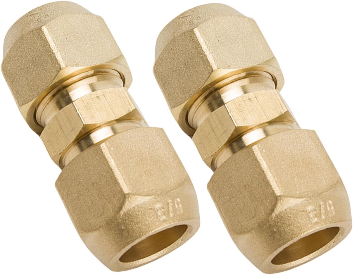 2 stuks 3/8 airconditioning schroefverbindingsset, dubbele nippel voor koperen buizen voor slagmoer