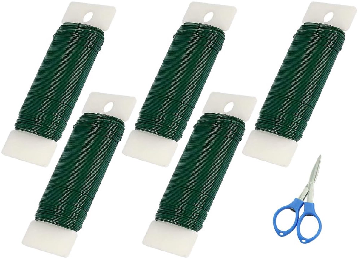 Draad, 35 m bloemendraad, sieradendraad, verzinkt, kransdraad voor bloemisten, voor sieraden modelbouw, sculptuur (groen)