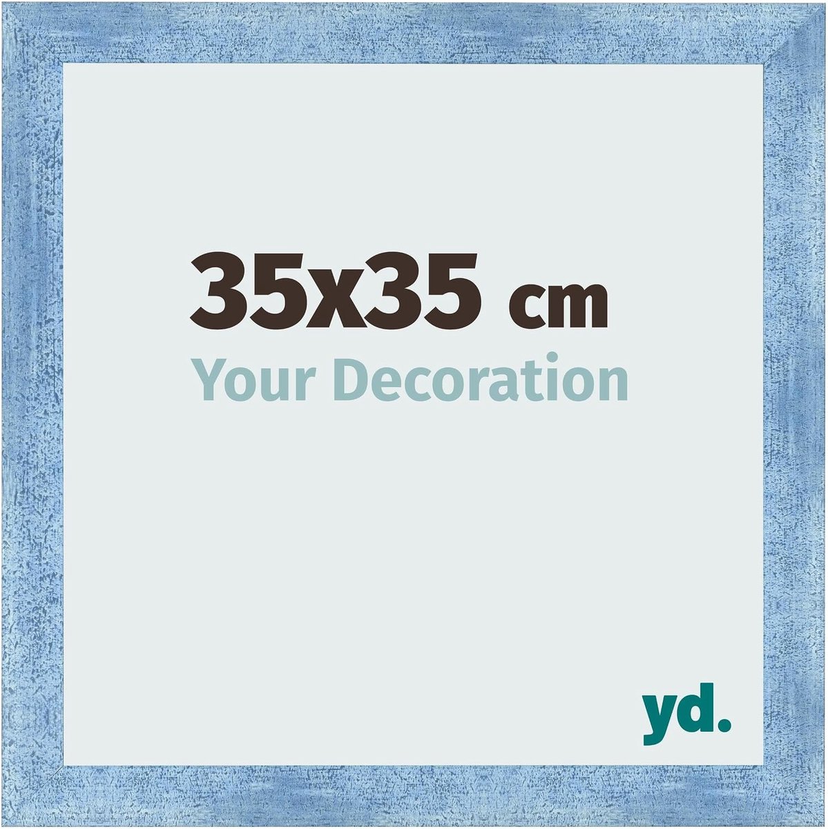 Fotolijst 35x35 cm - Helderblauw Geveegd - MDF met Acrylglas - Eenvoudig te Hangen - SnelShoppen