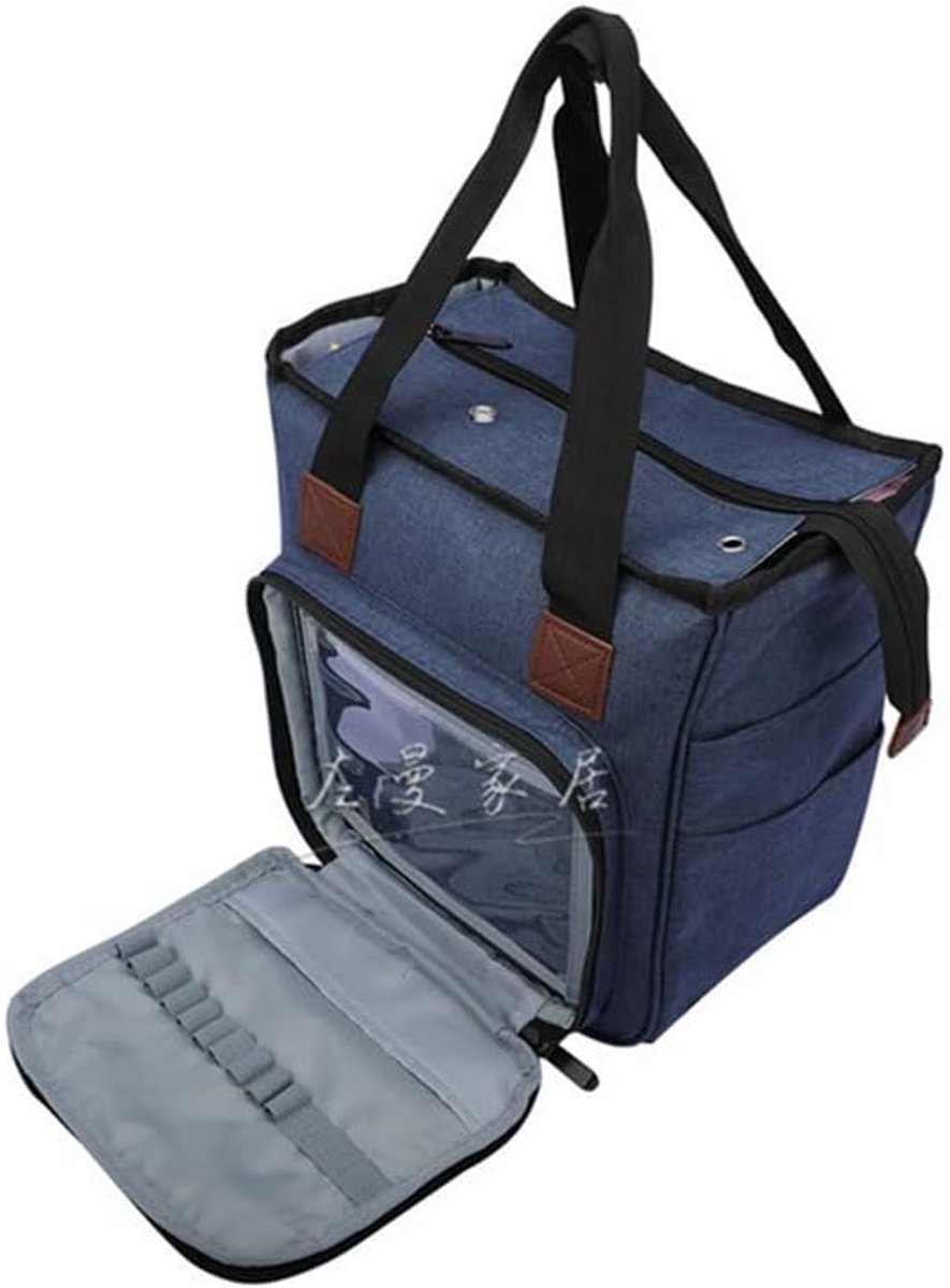 Tas voor naaitoebehoren opbergtas, organizer, naai-accessoires organizer, tas met grote ruimte en veel vakken, naaiopbergtas voor haaknaald, blauw