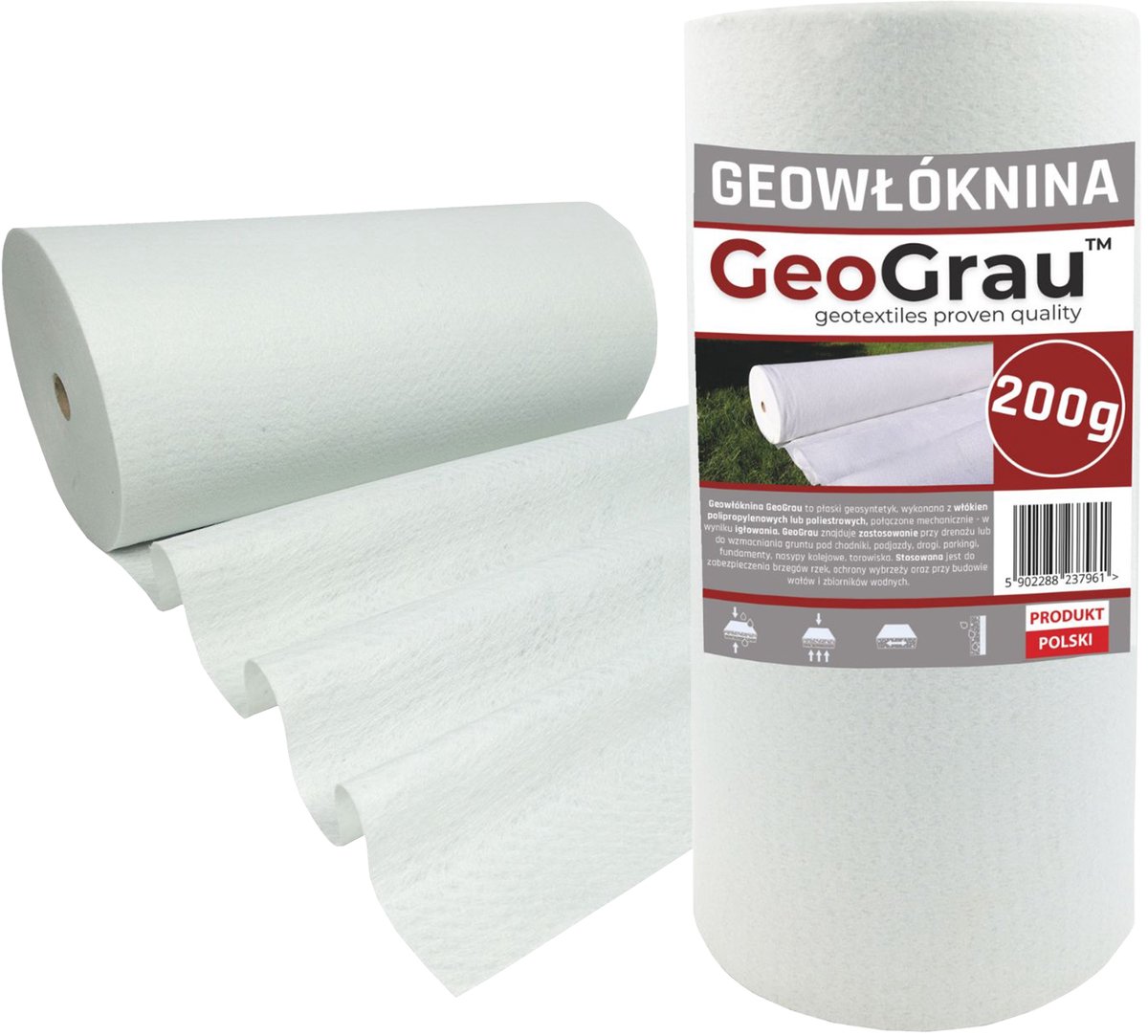 Geotextiel 200g Wit 0,5x25m - Stabilisatie, Drainage & Bodemversterking