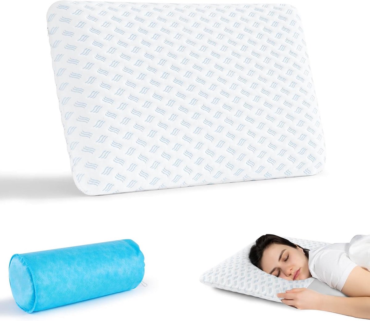 Memory Foam Kussen Super Dun 40 x 60 x 7 cm - Zacht Kussen - Ideaal voor Stomach Slapers - Voor Goede Slaap - ShopVlot