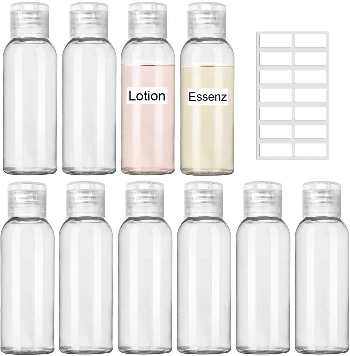 Reisflessenset 10 stuks - 80 ml flessen - transparant - ideaal voor vliegreizen - ShopVlot