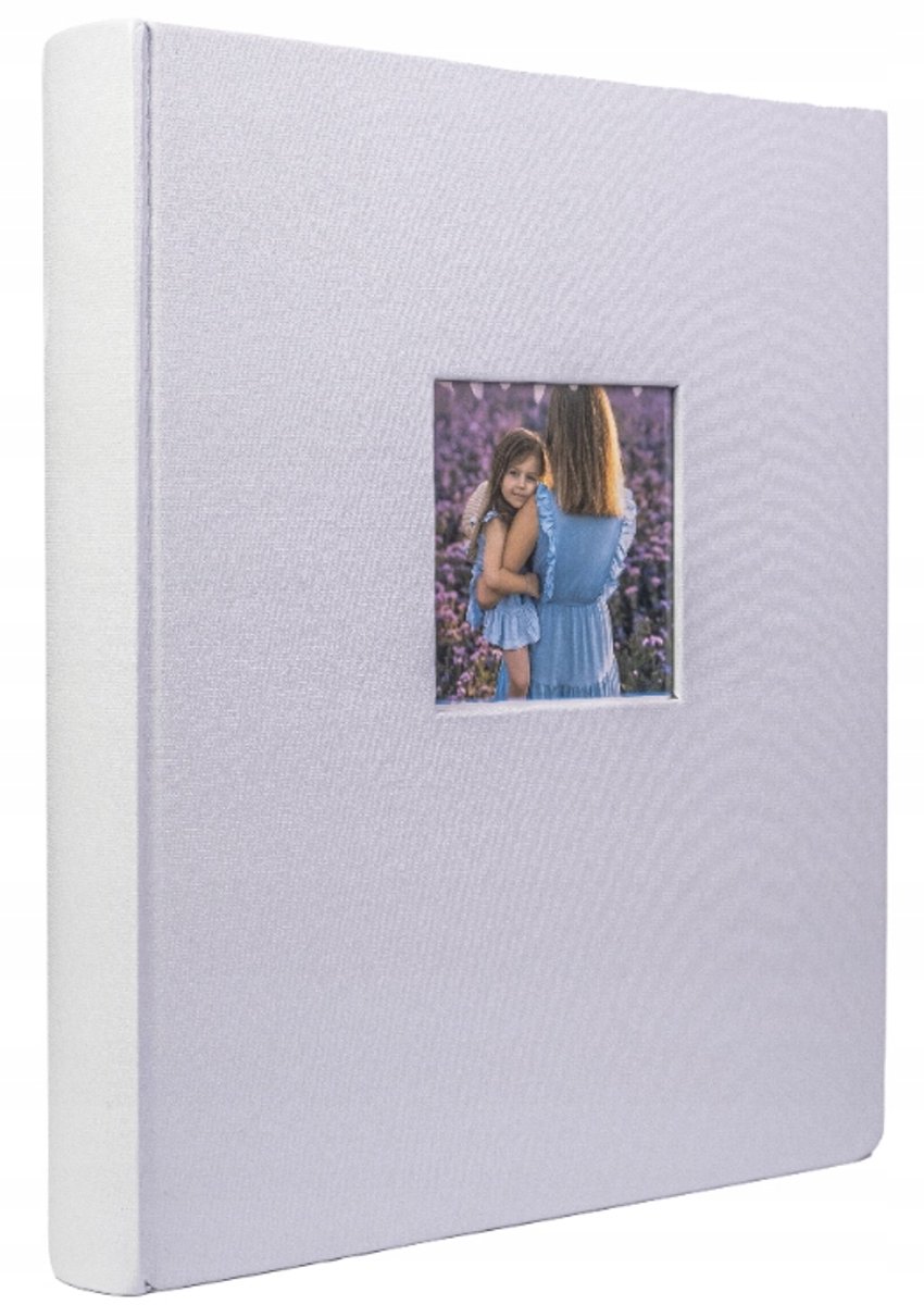 Merkloos Traditioneel Fotoalbum, Lichtblauw, 100 Witte Pagina's, Raampje