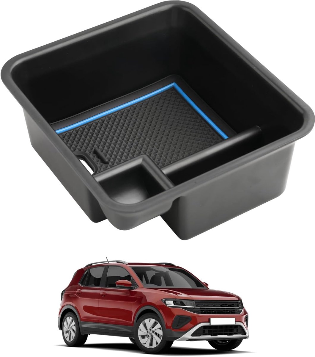 Opbergvak in de middenconsole voor VW T-Cross T Cross 2018-2023 2024, opbergruimte in de armleuning, met antislip - ShopVlot
