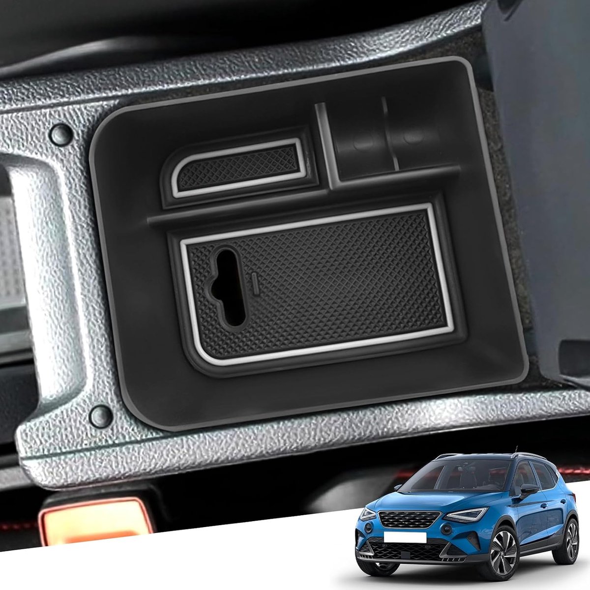 Center Console Opbergdoos - Wit - Speciaal voor Seat Arona en Ibiza - Organiseer je interieur - ShopVlot