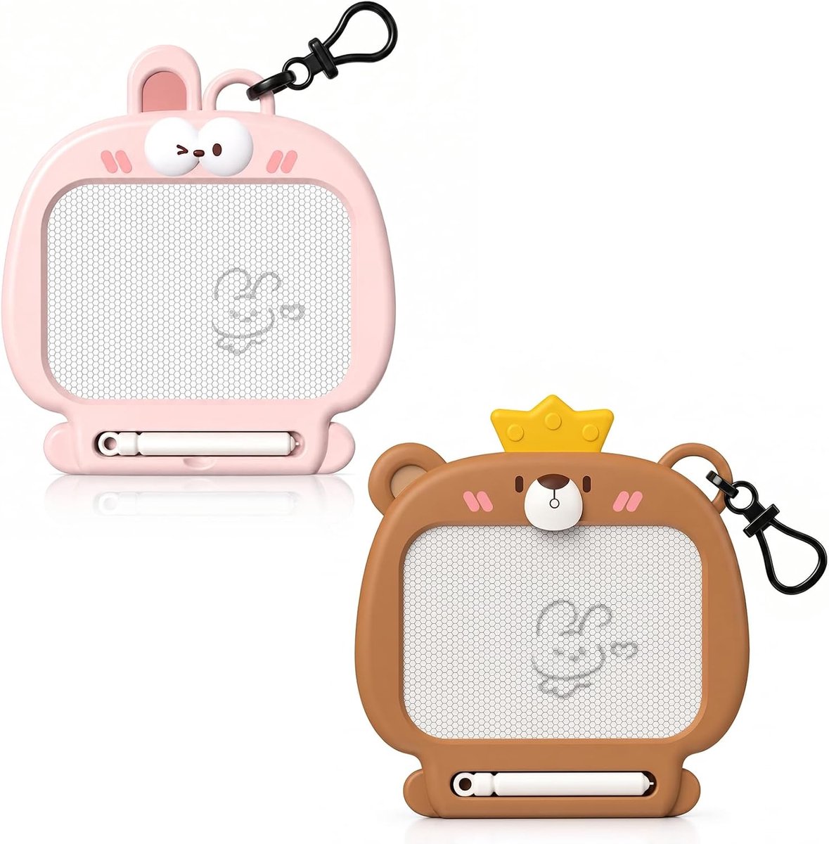 Mini-magneetbord set 2 stuks - beer en haas - met pen en sleutelhanger - ideaal als gastgeschenk - ShopVlot