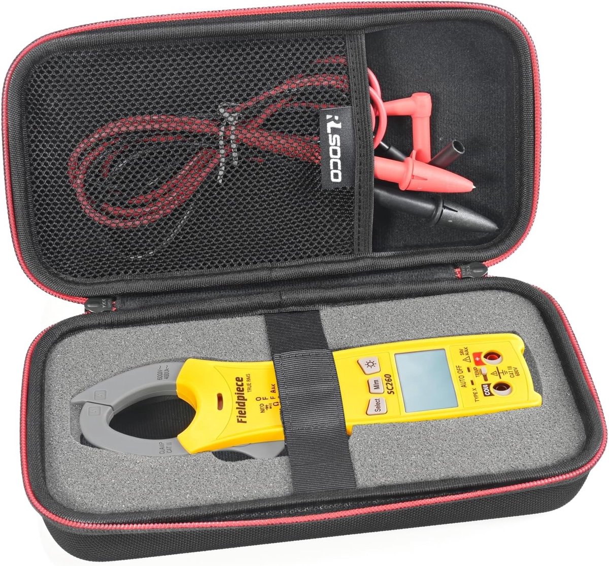 Case hoes voor Fieldpiece SC260 Clamp Multimeter - Hardcase met YKK-ritssluiting - Vochtbestendig en schokbestendig - ShopVlot