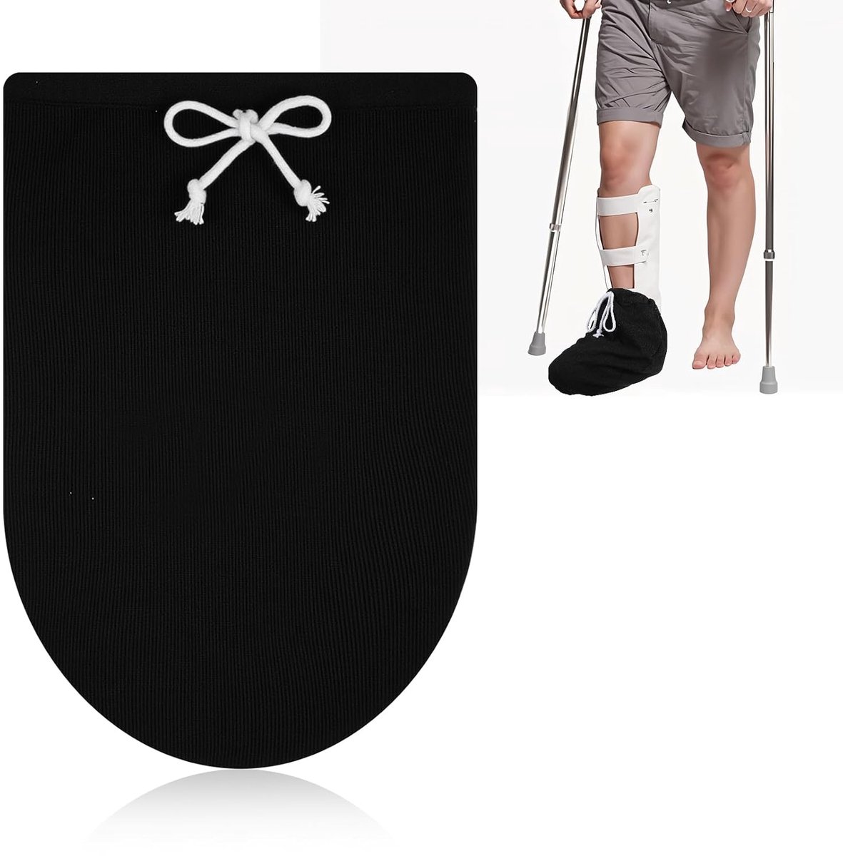 Plaster stockings onder de knie - zwart - verstelbare trekkoord - beschermt gips en huid - ShopVlot
