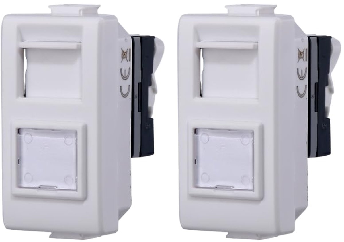 RJ45 CAT5 netwerkaansluitingen - set van 2 - witte kleur - hoge betrouwbaarheid en lange levensduur - ShopVlot