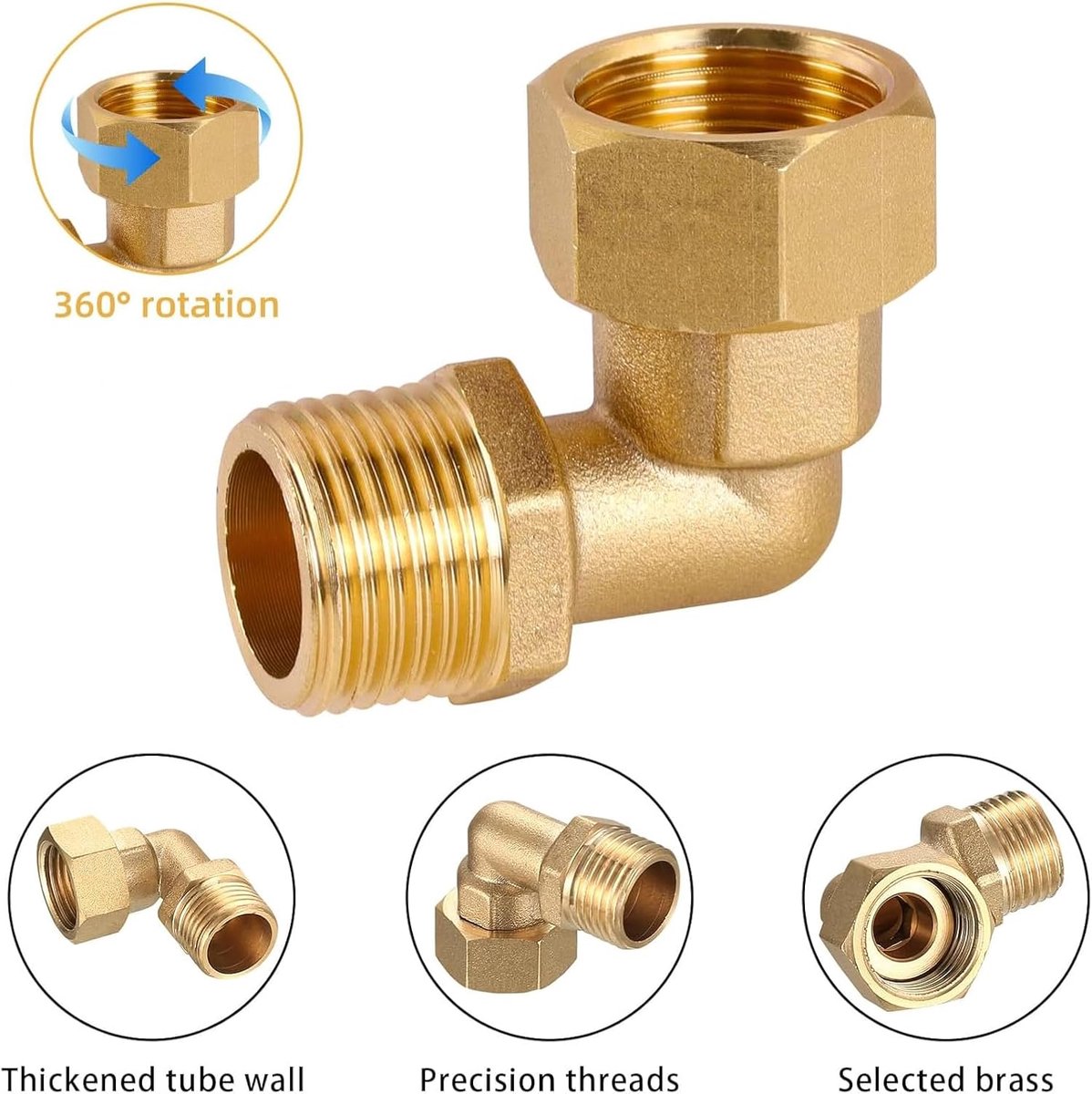 Brass 90° Hoekverbinding 1/2 Inch - Messing Schroefverbinding - Duurzaam en Betrouwbaar - ShopVlot