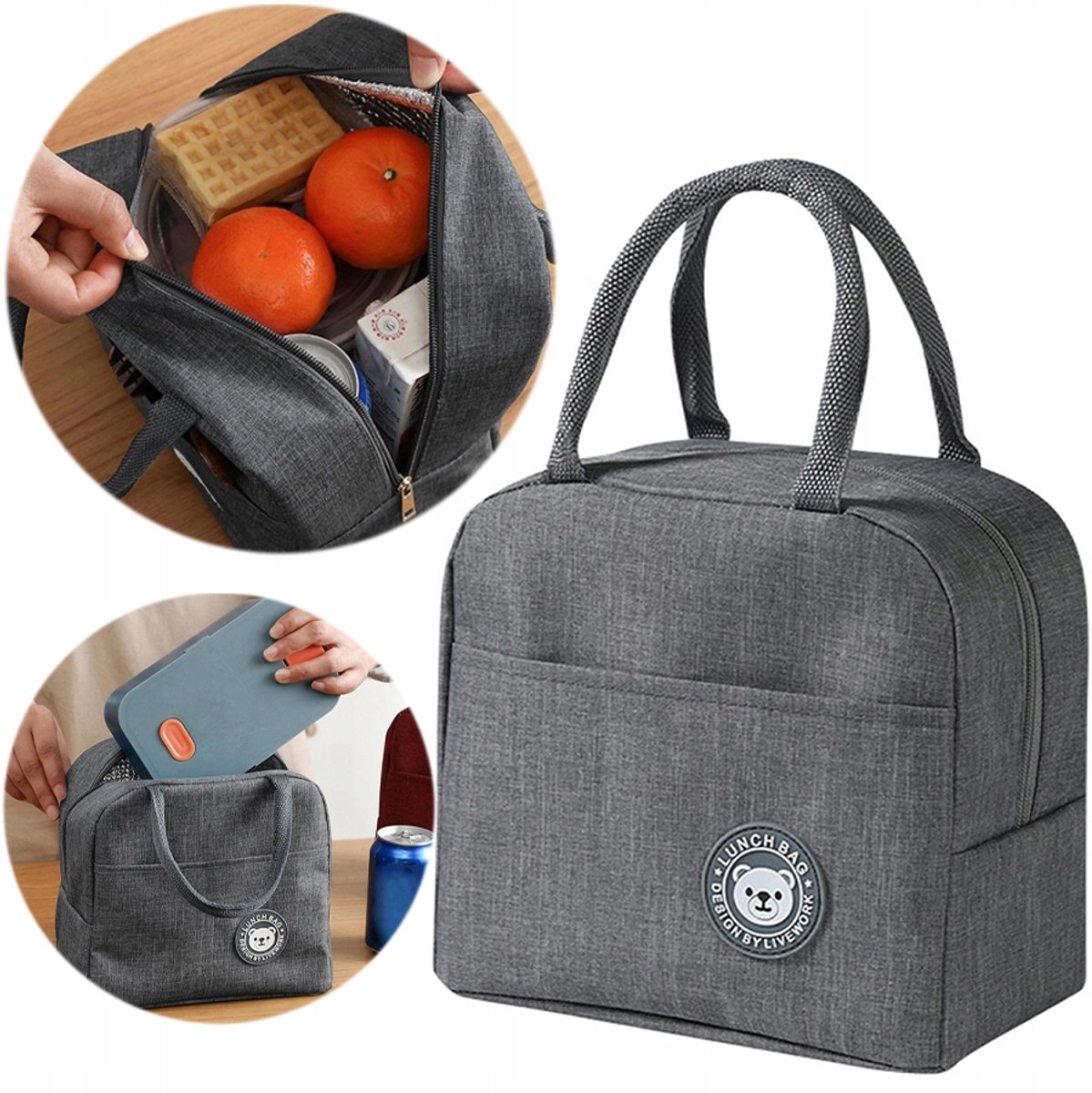 Grijze Thermische Lunchtas - Lunchbox voor School en Kantoor