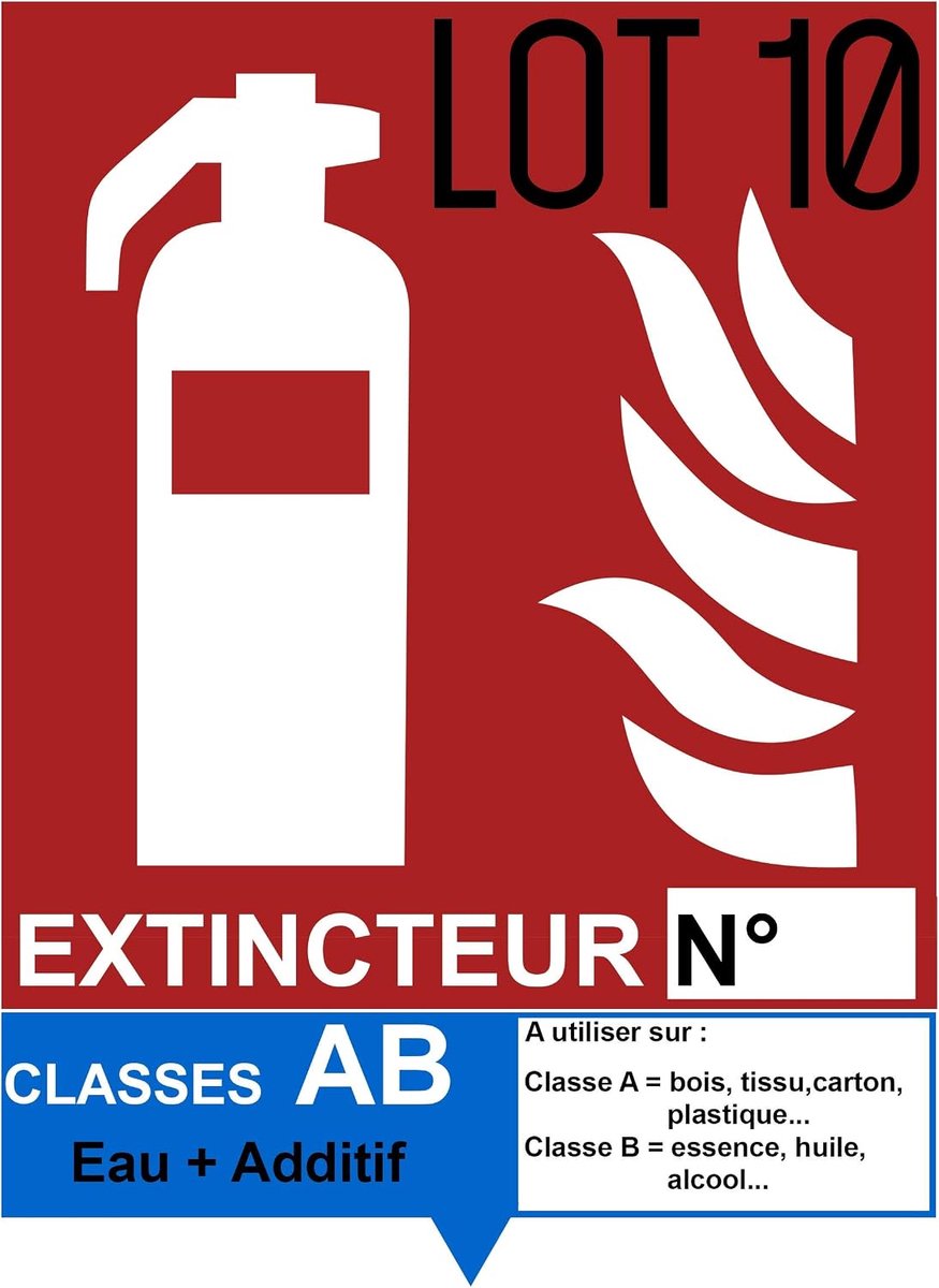 Brandblusser AB water + additief - zelfklevend vinyl - UV-bestendig - ideaal voor buitengebruik - ShopVlot