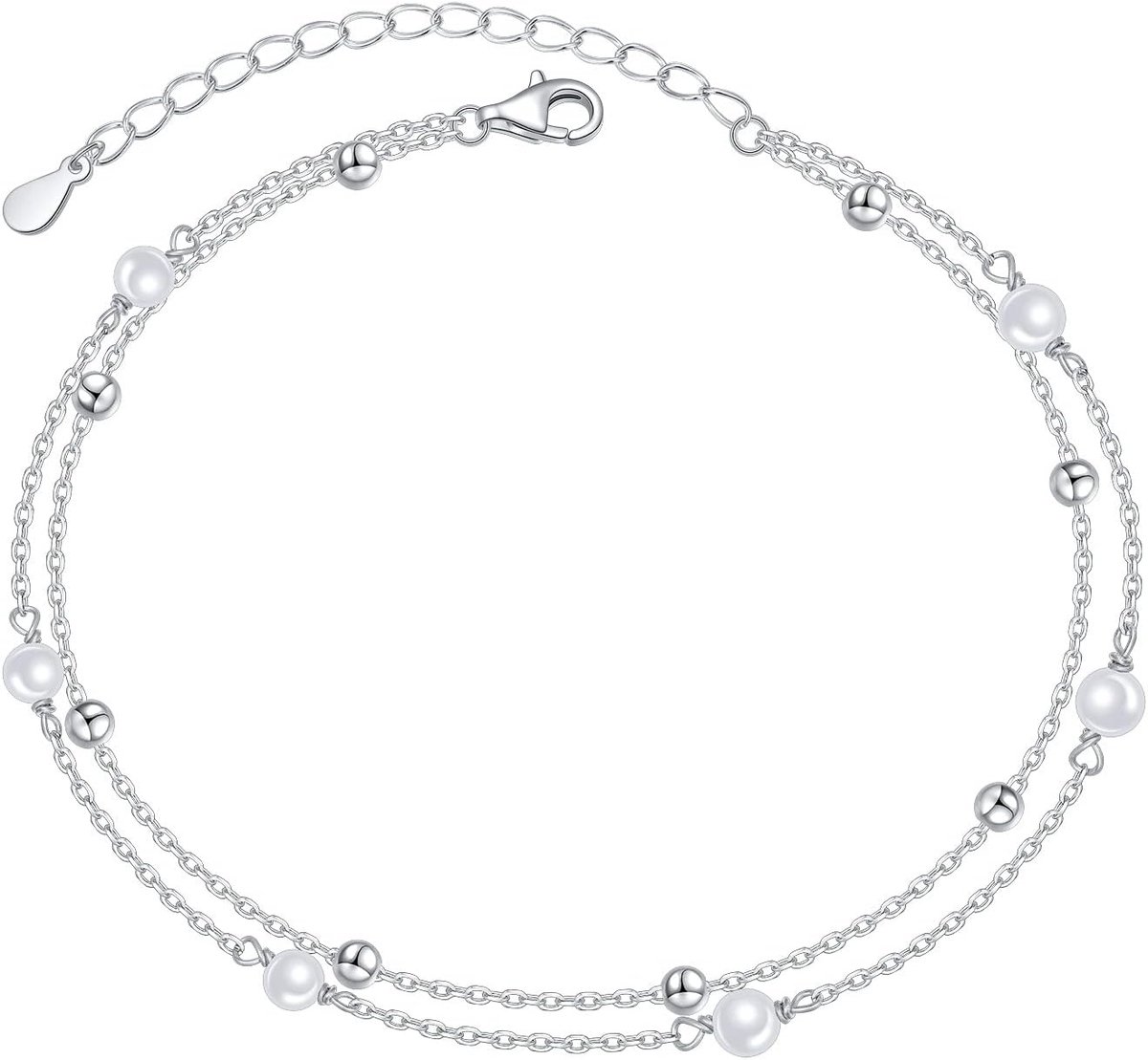 Anklet vrouwen 925 zilver - verstelbaar - vlinder en maan bedels - boho sieraden voor het strand - ShopVlot