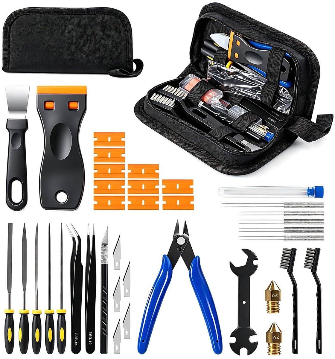 3D-printeraccessoireset 43-delig - gereedschapset - compleet - voor efficiënte nabewerking - ShopVlot