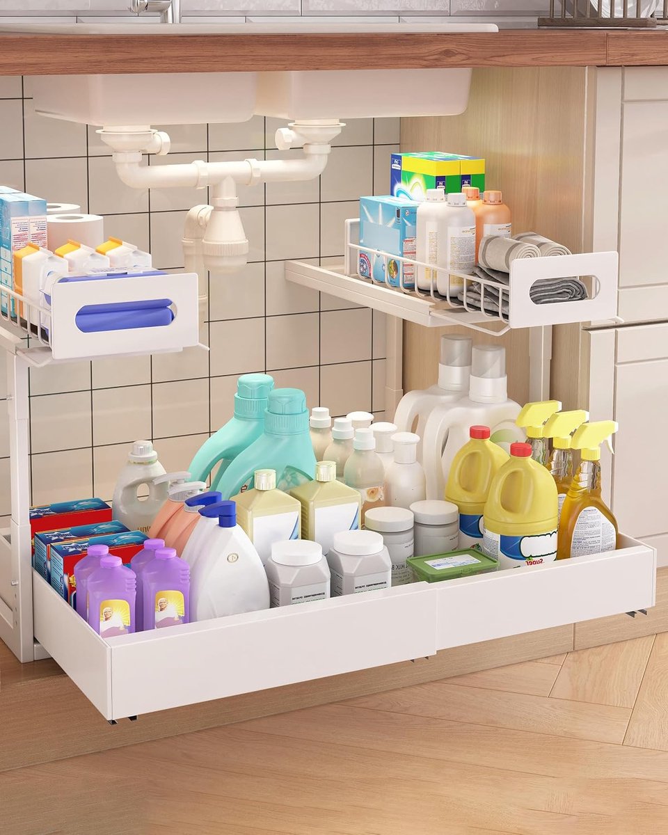 Onderkast Organizer Uitbreidbaar - Metaal - Hoogte Verstelbaar - Perfect voor Onder het Wasbak - ShopVlot