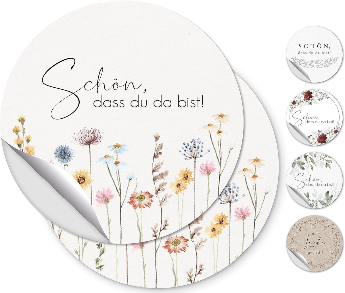 Stickers voor gastgeschenken - rond 4,5 cm - vintage boho-look - perfect voor bruiloften - ShopVlot