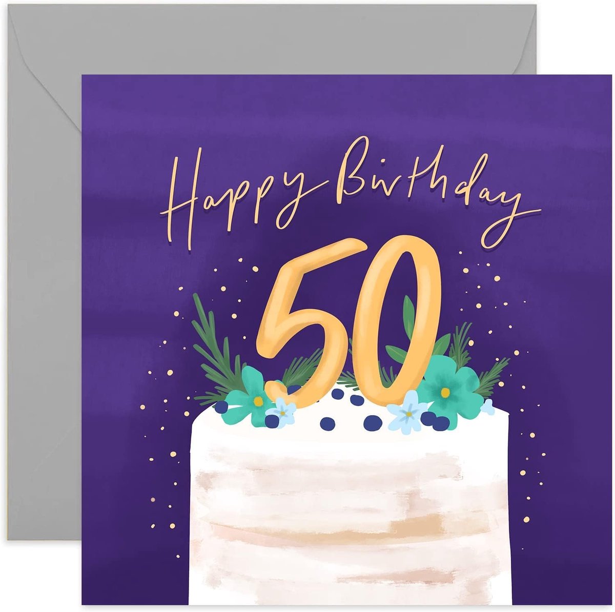 Verjaardagskaart 50 jaar - Bloemenontwerp - Voor vrouwen - Perfect voor een feestelijke groet - ShopVlot
