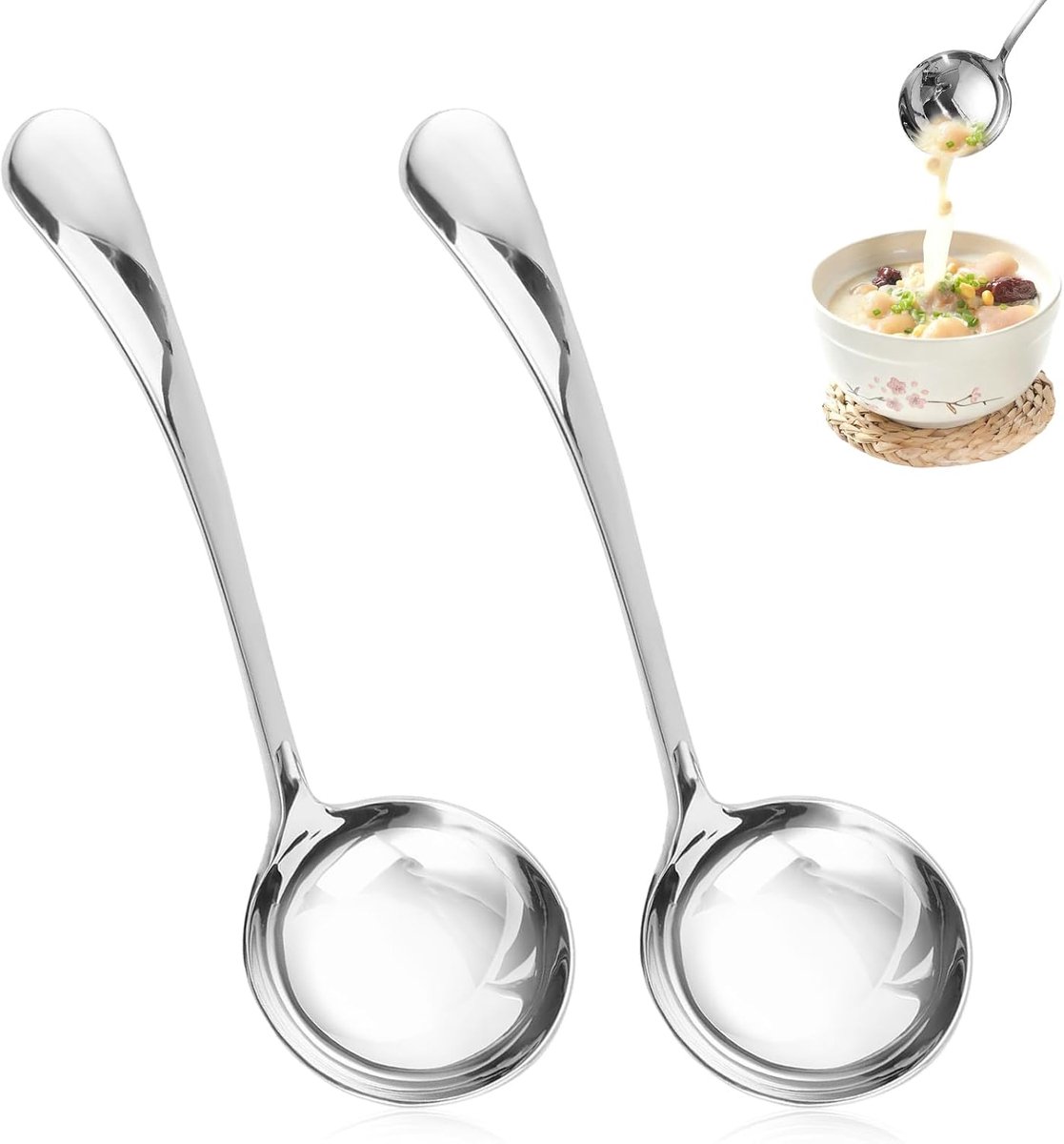 Soeplepel 21 cm - roestvrij staal - ergonomisch handvat - ideaal voor soepen en stoofschotels - ShopVlot
