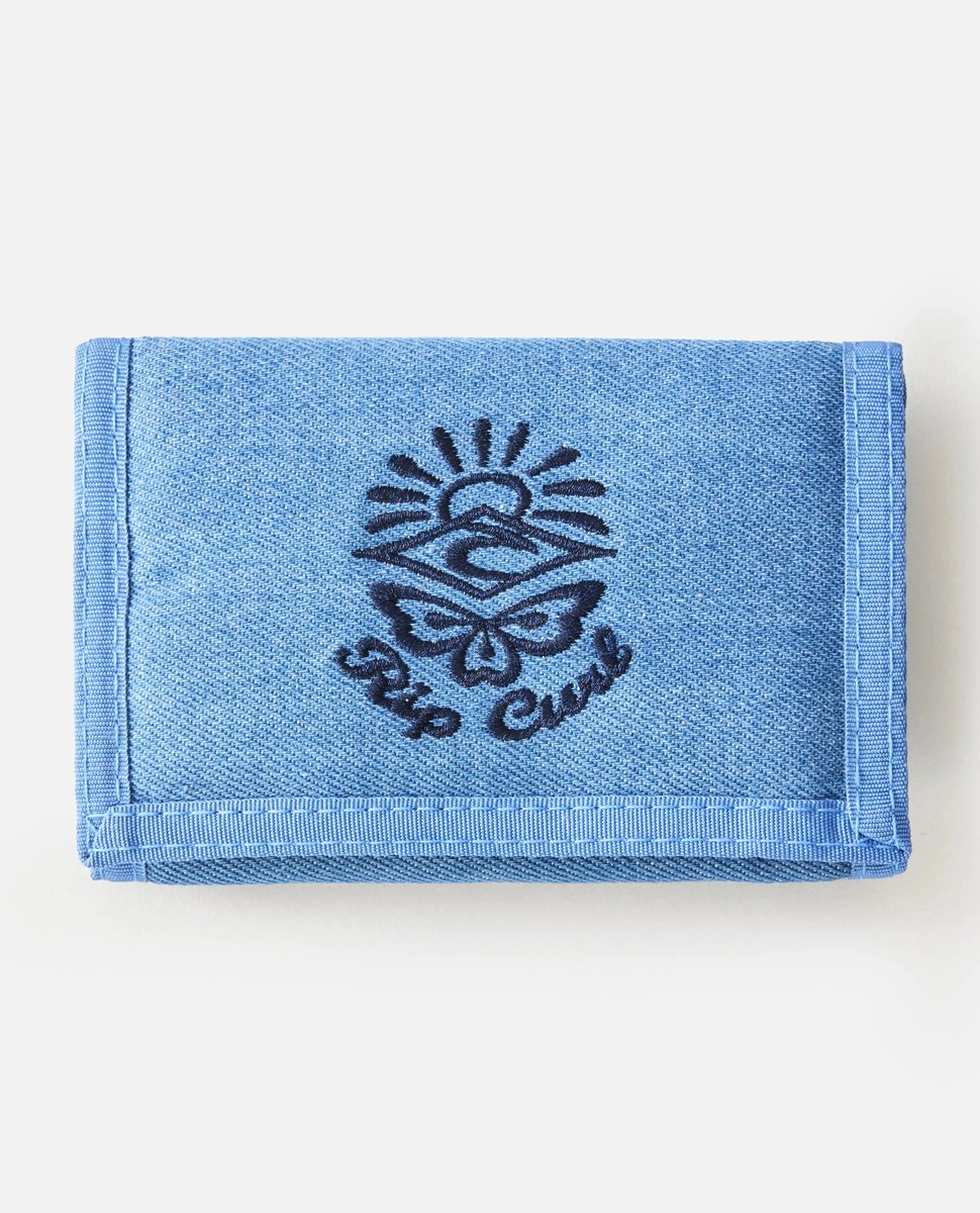 Rip Curl Distressed Denim Wallet - Mid Blue