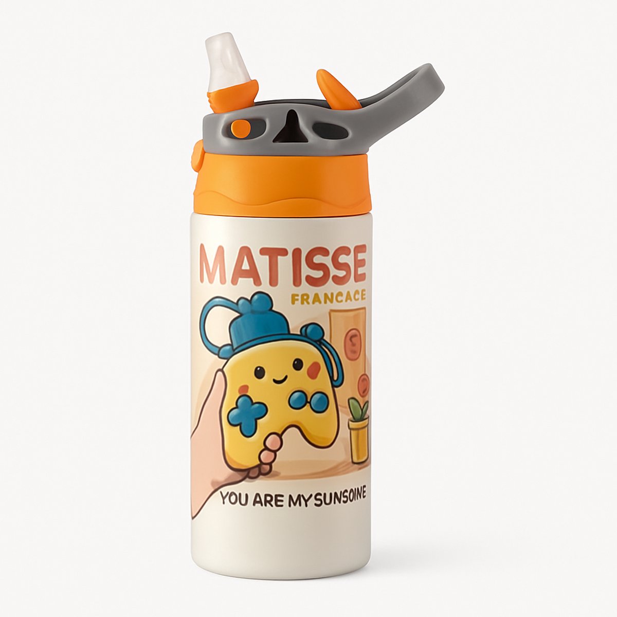 Minimalistische il_1140xN.8155609628_rr02 Drinkfles – Stijlvolle Drinkbeker voor Design Fans - Waterfles voor kinderen (wit/oranje)