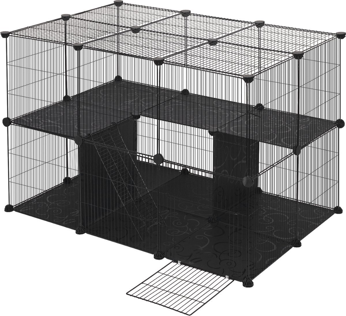 Dierenren 70x70x105cm Zwart - Verstelbaar, Puppyren voor Kleine Dieren en Kittens en 38 Panelen - Voor Binnen, Kleine Dieren en Kittens