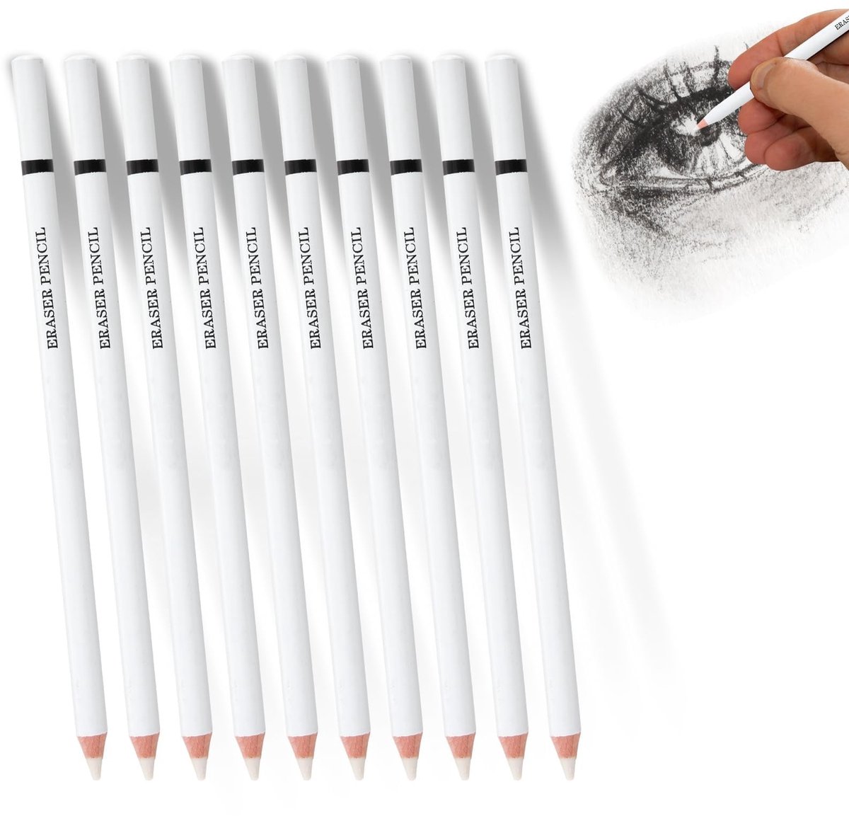 Dailygoods - 10 Eraser Potlood Set voor Kunstenaars - Rubber Hoogtepunt Gummen