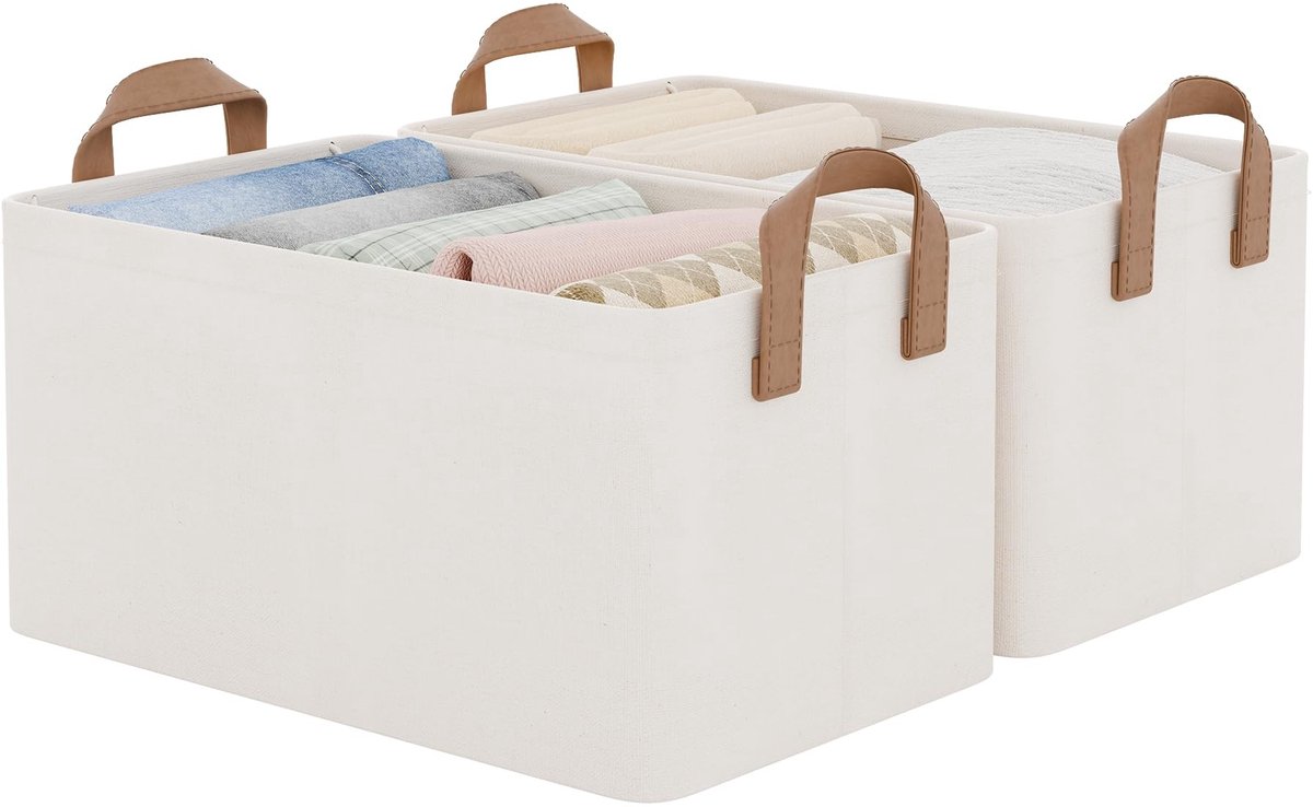 Dailygoods - Opbergdozen Set van 2 - Opvouwbare Stoffen Manden met Handvatten