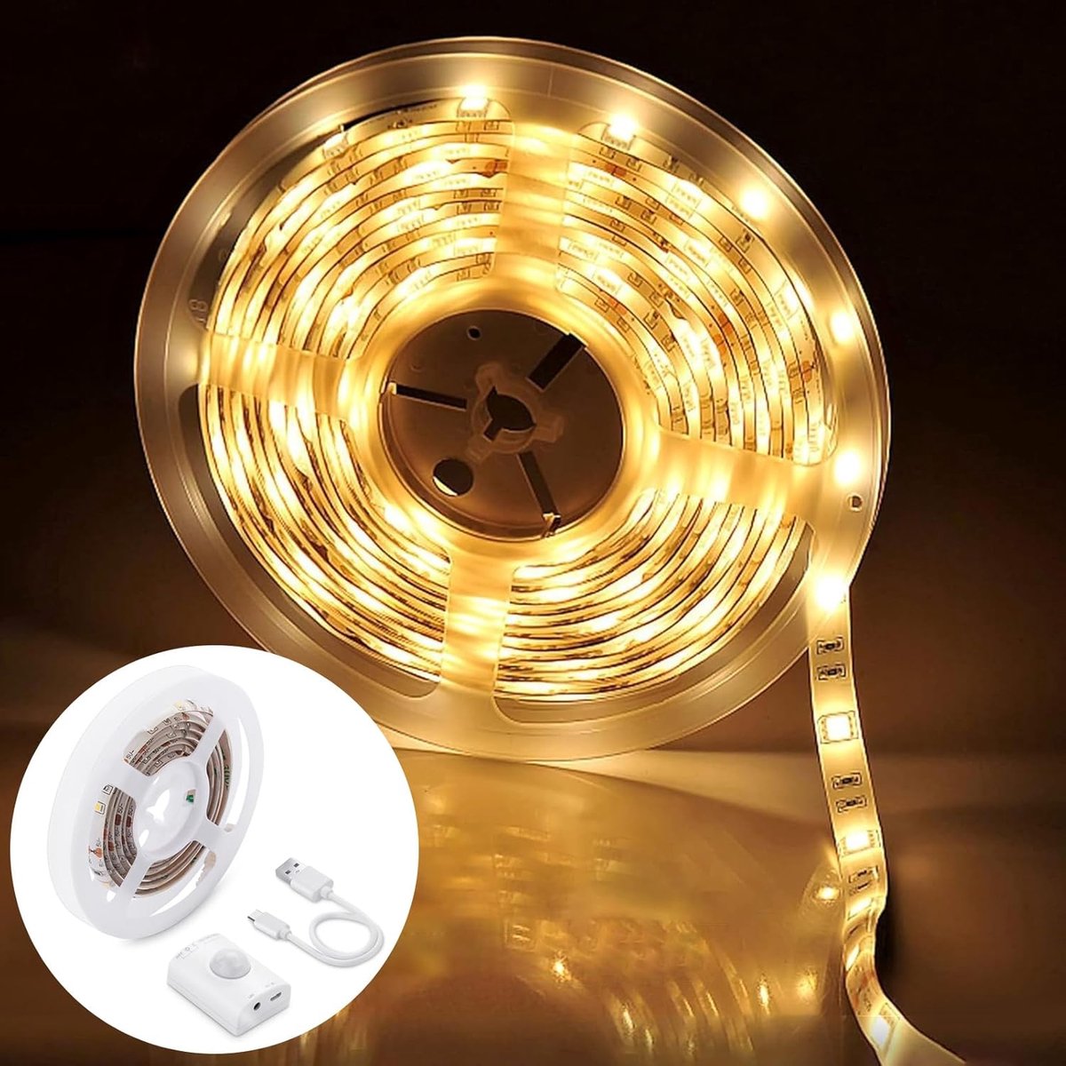 Vellaro LED-strips met Hoge Helderheid - Warm Wit - Bewegingssensor - Zelfklevend - Voor Kledingkasten en Slaapkamers