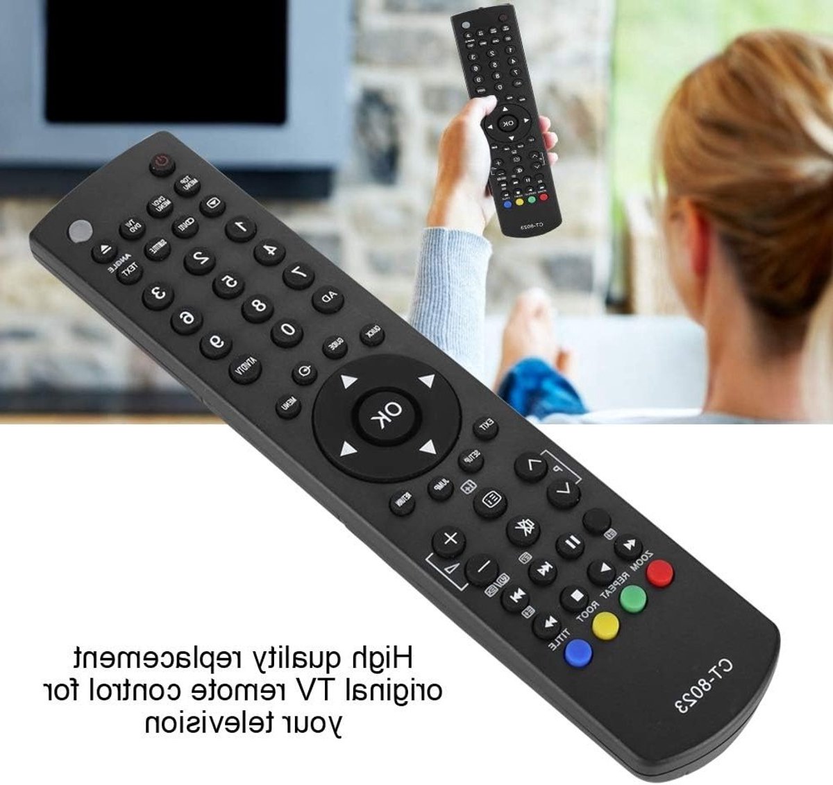 Vervangende TV afstandsbediening voor CT-8023 - Universele afstandsbediening voor televisies, eenvoudig te gebruiken en compatibel met meerdere merken