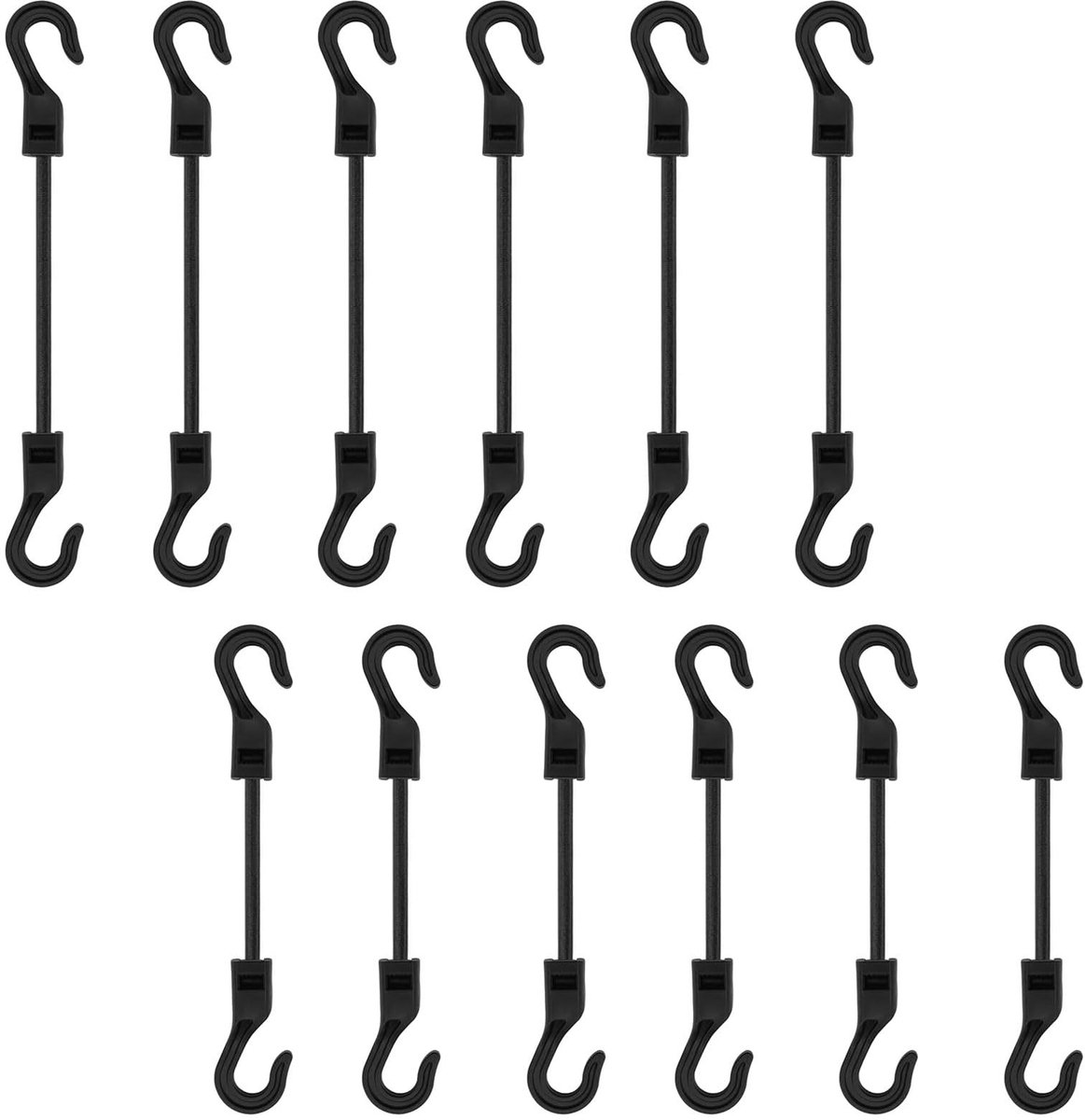 Dailygoods - 12 Stuks Spanrubber met Haken, 10 cm/15 cm, Expanders voor Bagage