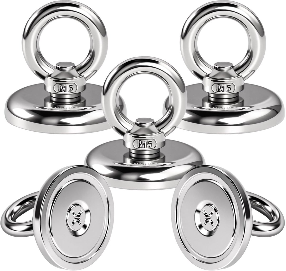 Dailygoods - 5 Stuks Neodymium Oogmagneten met Haken - Extra Sterk tot 32 kg