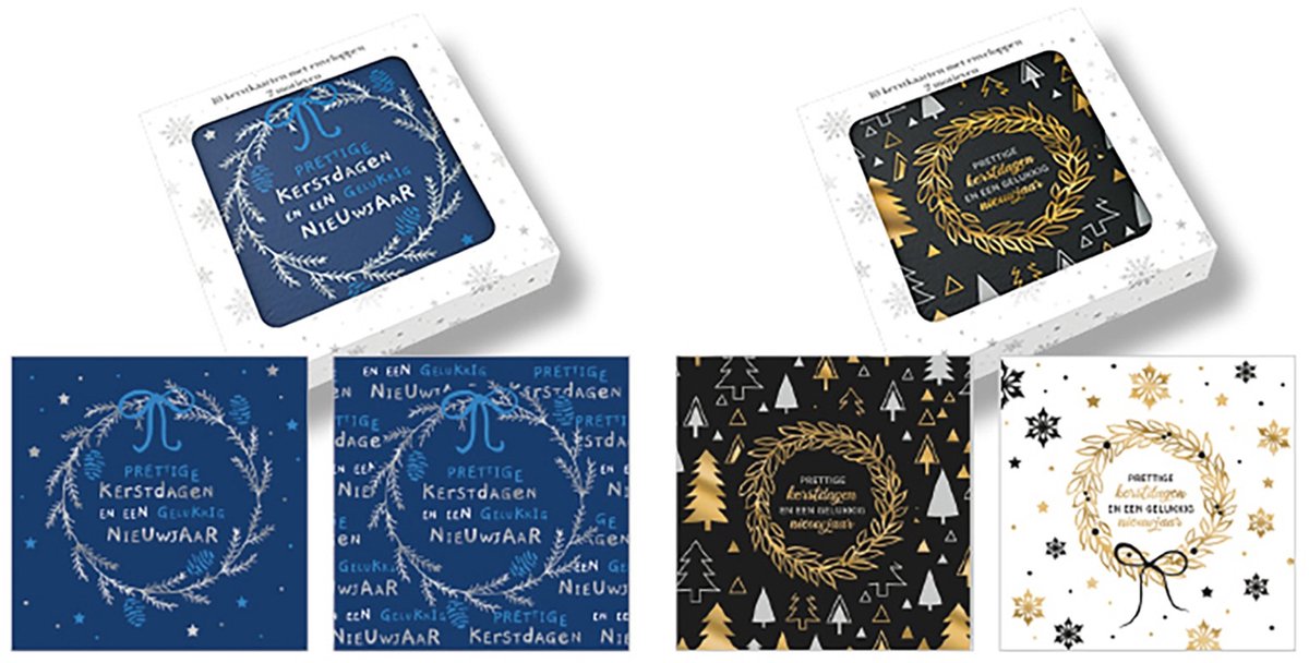 Kerstaanbieding: 24 kerstdoosjes Xmas Luxe karton vierkant