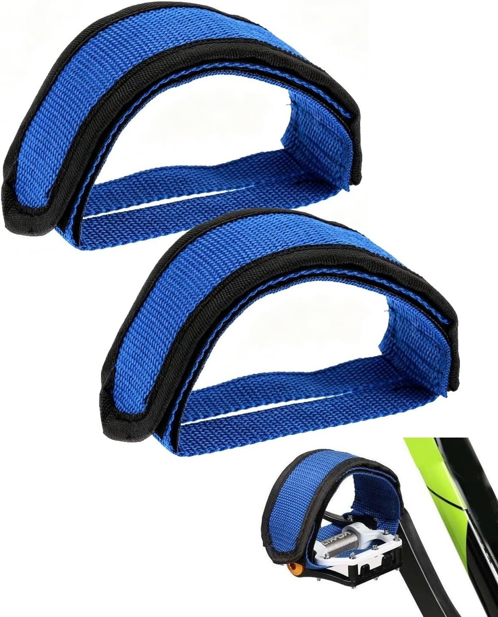 Fietspedaalriemen, 2 stuks, blauw, nylon, verstelbaar, antislip, voor MTB, BMX, indoor fietsen, meer veiligheid en - ShopVlot