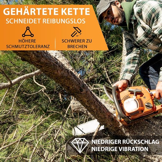 Zaagketting, 4 stuks, 45 cm, 3/8 inch LP-verdeling, 1,3 mm, 62 aandrijfschakels, kettingzaagketting, compatibel met Bosch, B&Q Performance Power, Dolmar, Gardol, Greenworks, Husqvarna, Mac — afbeelding 4
