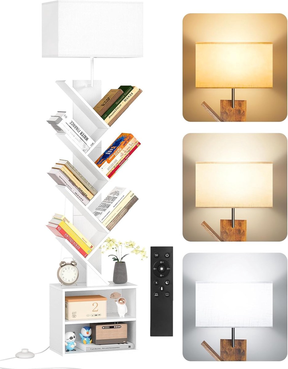 Boekenrek Boomvorm met Licht, 9 Niveaus Hoekrek met Afstandsbediening