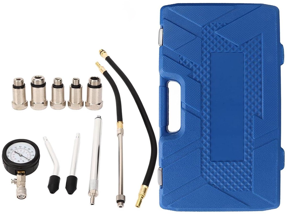 Compressietester Motor - Cilinderdruk meter - Motor Diagnostiek - Dubbele Drukeenheid - 0-300psi - Zwart