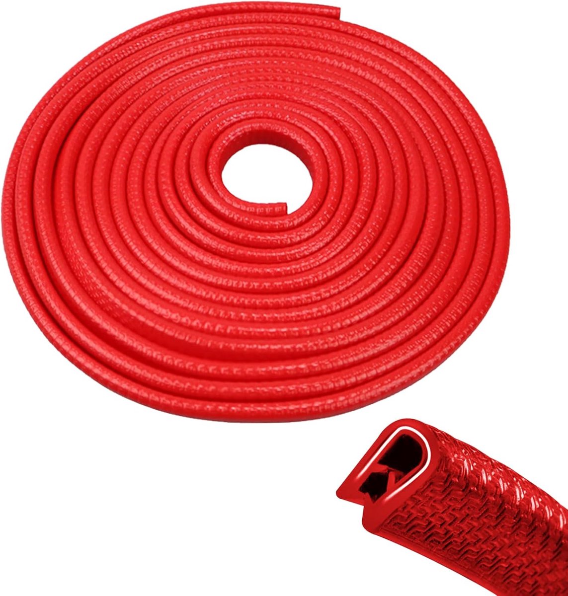 Randbescherming autodeur, randbeschermprofiel, rubber en metaal, 12 m, rood autorandbekleding, rubberen afdichtbescherming, U-vormige rubberen afdichting, randbescherming voor de meeste