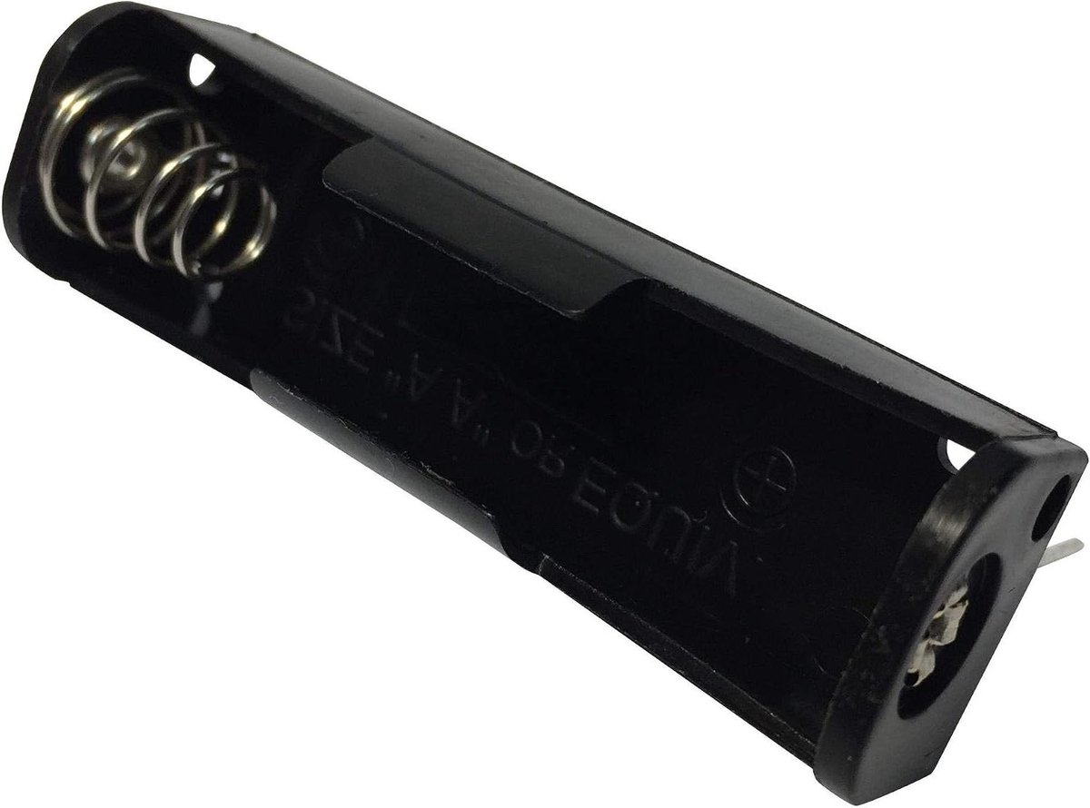 Batterijhouder - Accuhouder - Printplaten Monteren - Voor 1 AA Batterij - 1 Stuks - Zwart