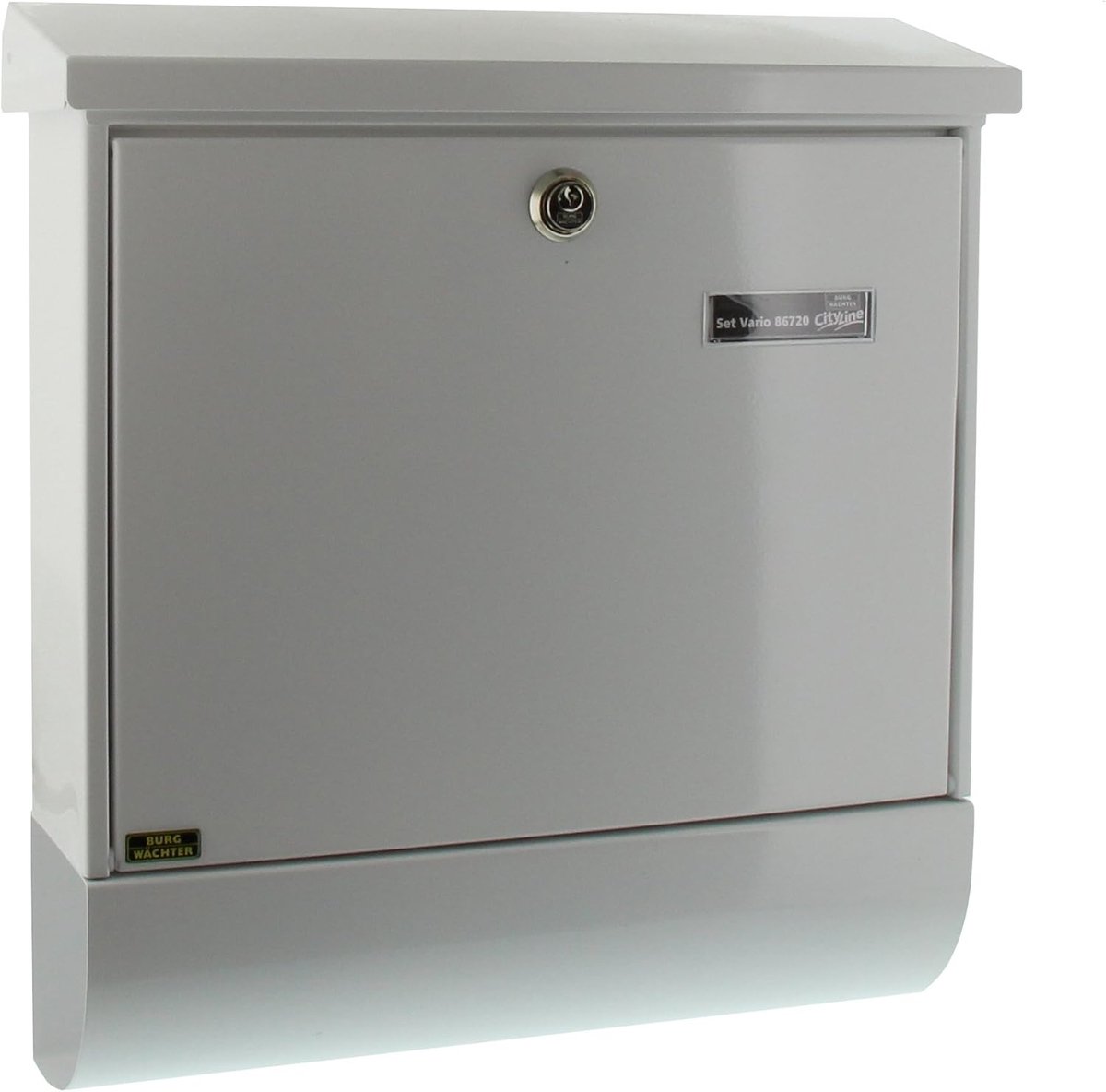 SnelShoppen - Stalen Mailbox met Krantenrol en Naamplaat, Geanodiseerd Staal, Slotted Formaat DIN C4, Inclusief 2 Sleutels, Set Vario W, Wit RAL 9016