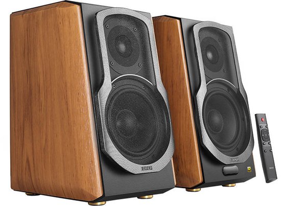 Edifier - S1000MKII actieve wifi boekenplank speaker - Walnoot (per paar) - 120 W van Edifier — afbeelding 4