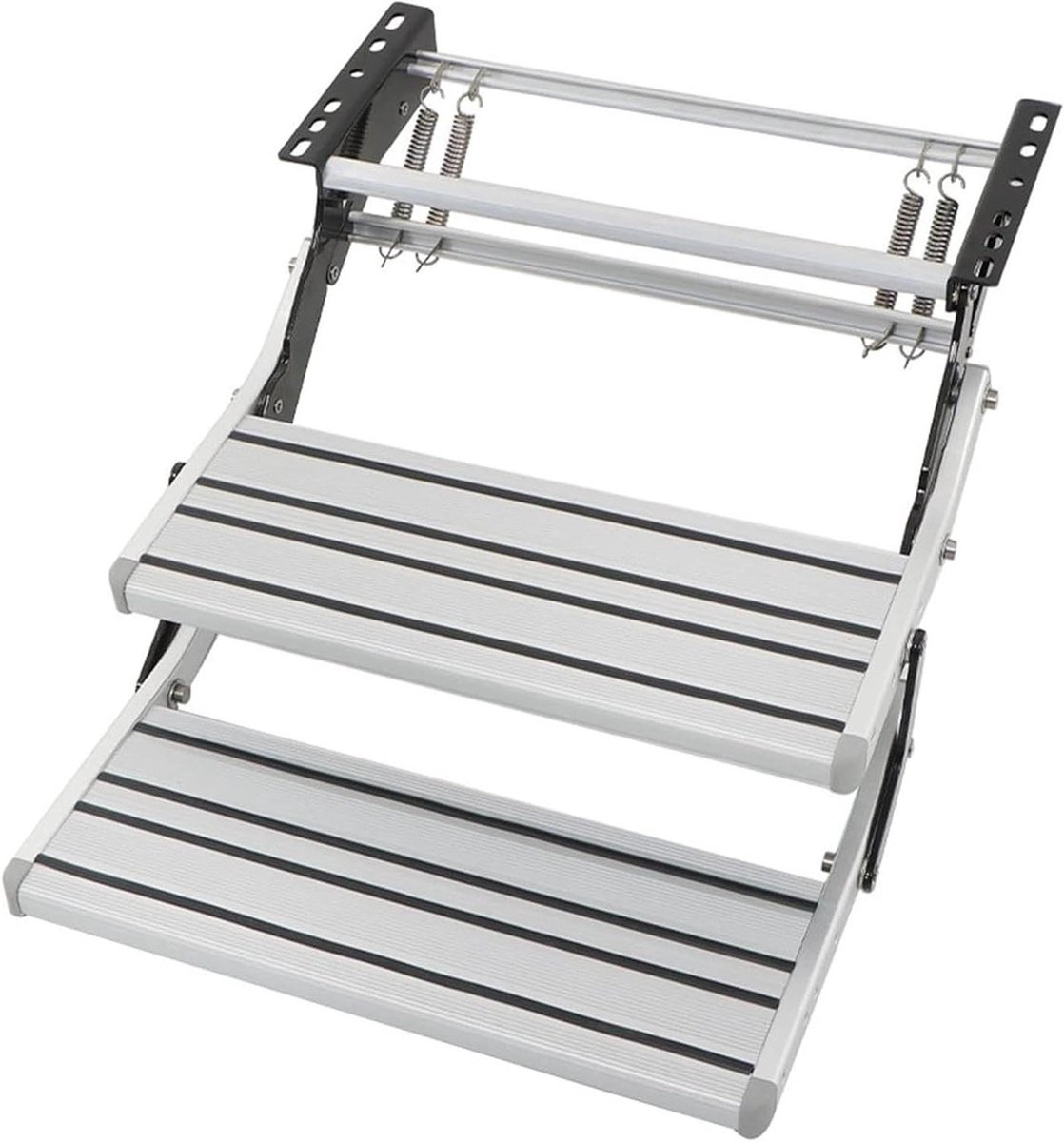 RV Trap Opvouwbaar - Camper Trede - Veilig Instappen - Met LED Verlichting - 44 cm Breed - Zilver