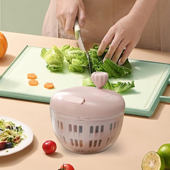 Slacentrifuge - Saladebereider - Snelle Salade Bereiding - Antislip Bodem - 800 ml - Roze — afbeelding 3
