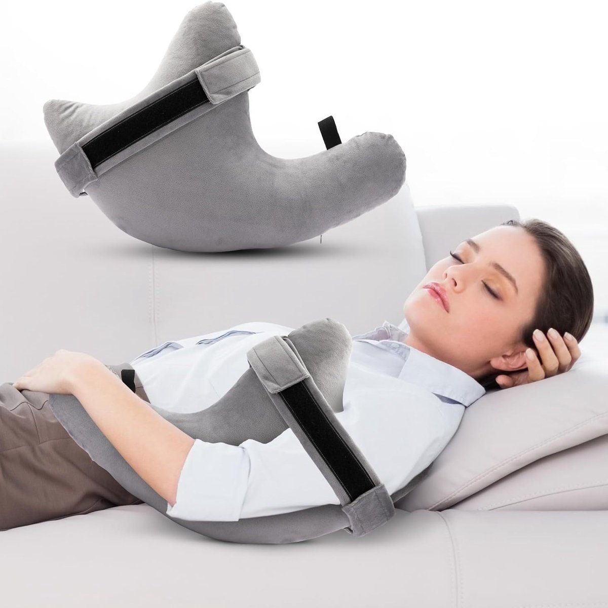 na operaties, schoudersteunkussen, ergonomisch armkussen voor zijslapers, kussen voor nek- en schouderpijn, wasbare micropluche velours hoes