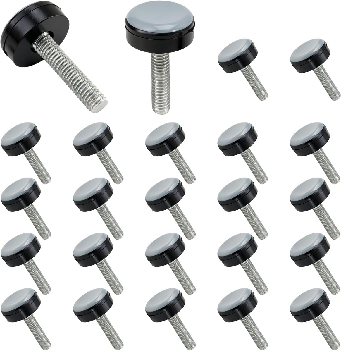 24 stuks meubelglijders, M6 Ø 20 mm, verstelbare PTFE schroefdraadglijders met rubber en roestvrij staal, stoelglijders, meubelpoten voor tafel, stoel, bank, vloerbescherming
