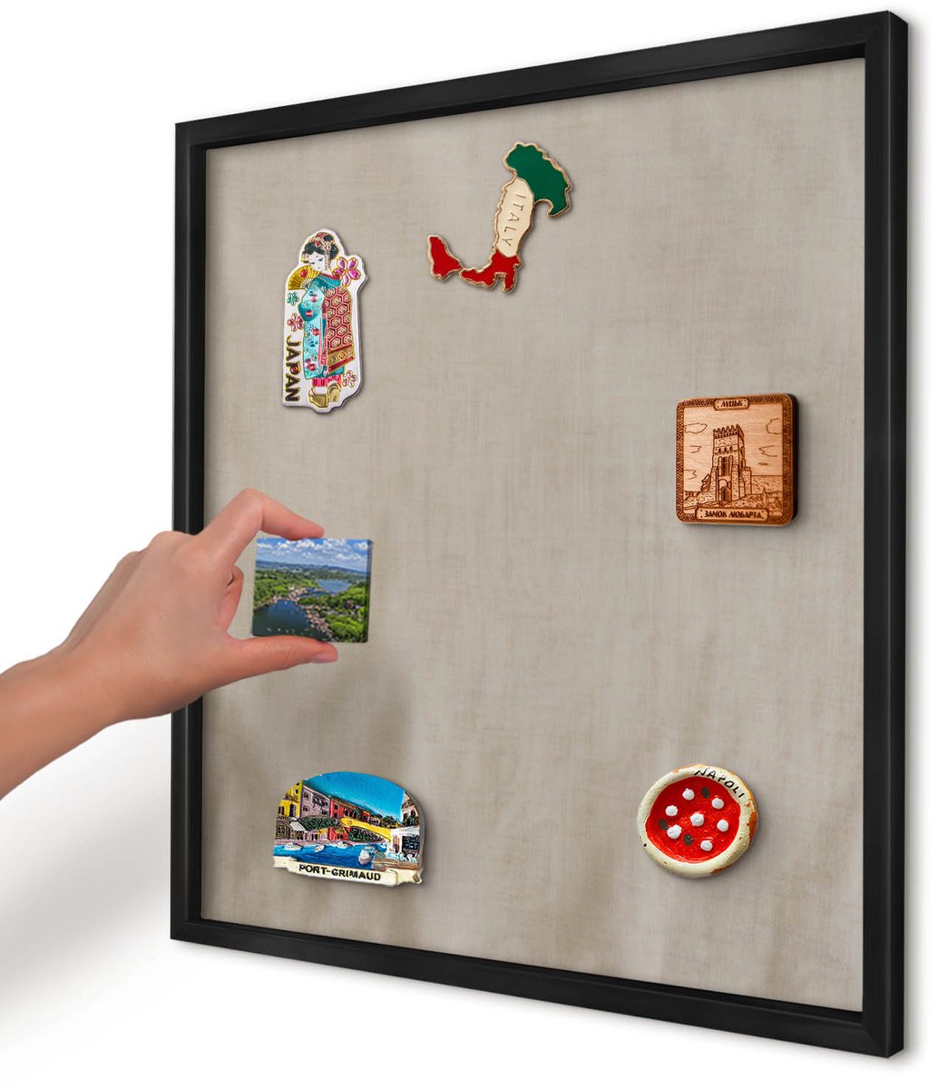 Artprintcave Beige Magneetbord mit Zwart Frame - 50x50 cm - Beige Rustig Memobord Keuken - Minimalist Magneetbord Voor Foto's - Texturen